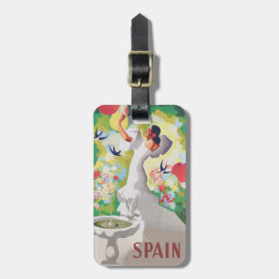 Spain Senorita Birds Flowers Fiesta Garden Luggage Tag