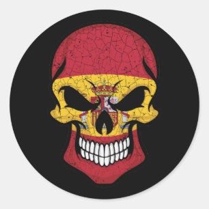 Spain Smiling Skull Flag Classic Round Sticker