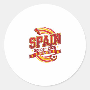 Spain Soccer 2026 Soccer Bold Country Typography F Classic Round Sticker