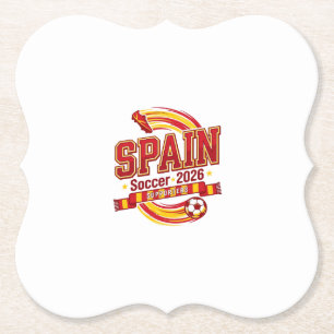 Spain Soccer 2026 Soccer Bold Country Typography F Paper Coaster