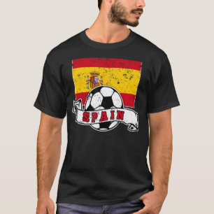 Spain SOCCER BALL AND FLAG DISTRESSED T-Shirt