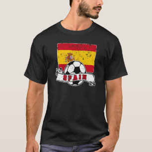 Spain SOCCER BALL AND FLAG DISTRESSED T-Shirt