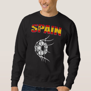 Spain Soccer Ball In Net Goal Support Spanish Foot Sweatshirt