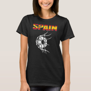 Spain Soccer Ball In Net Goal Support Spanish Foot T-Shirt