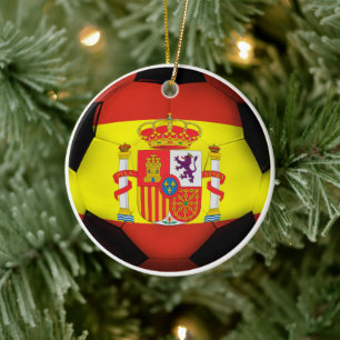 Spain Soccer Ball Sports Ceramic Tree Decoration