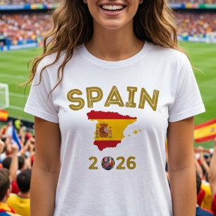 Spain Soccer Fan Retro Gold Map Country Flag Sport T-Shirt