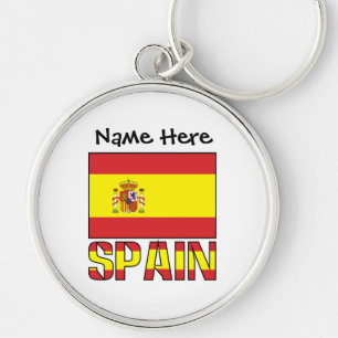 Spain Spanish Flag Black Personalisation Key Ring