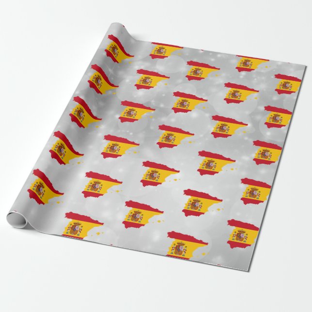 Spain Spanish Flag Map Wrapping Paper (Unrolled)