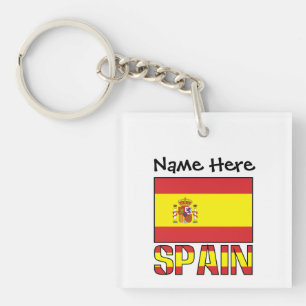 Spain Spanish Flag Personalised Name  Key Ring
