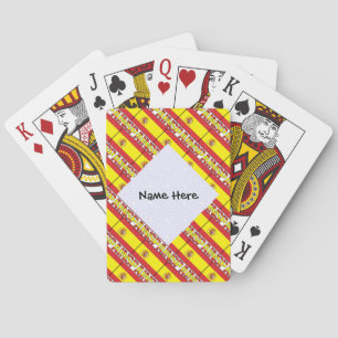 Spain Spanish Flag Tiled Personalised Name  Playing Cards