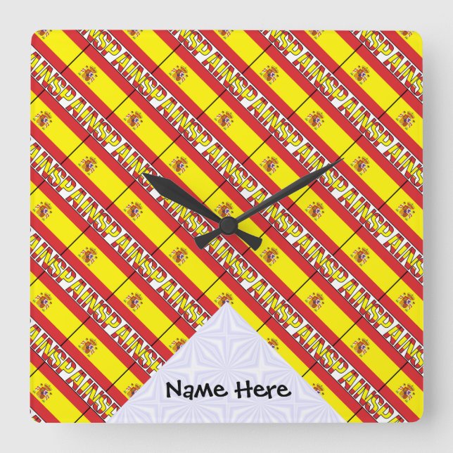 Spain Spanish Flag Tiled Personalized  Square Wall Clock (Front)