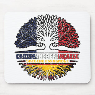 Spain Spanish French France Tree Roots Flag Mouse Pad