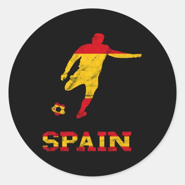 Spain Spanish Soccer Player Spain Flag Espana Span Classic Round Sticker (Front)