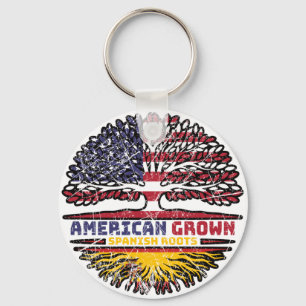Spain Spanish US American USA United States Tree Key Ring