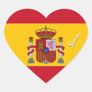 Spain Sticker, Heart, Patriotic Spanish Flag Heart Sticker