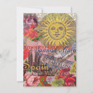 Spain Sunshine Spanish Travel Art Invitation