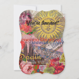 Spain Sunshine Spanish Travel Art Invitation