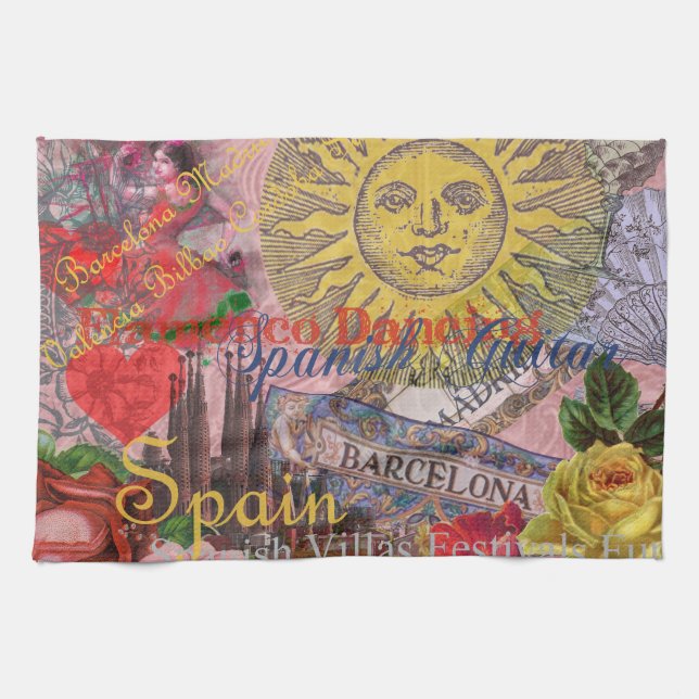 Spain Sunshine Spanish Travel Art Tea Towel (Horizontal)
