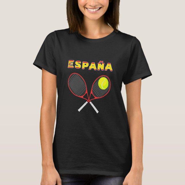 Spain Tennis Ball Racket Country Flag Espaa Player T-Shirt (Front)