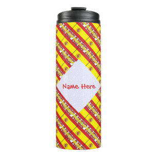 Spain Tiled Flag Personalised Thermal Tumbler