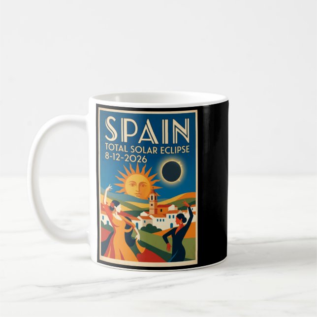 Spain Total Solar Eclipse 2026 August 12 Funny Coffee Mug (Left)