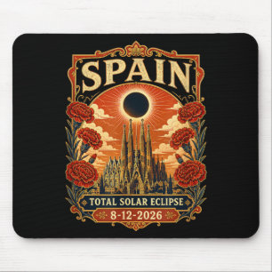 Spain Total Solar Eclipse 2026 Barcelona Sagrada Mouse Pad