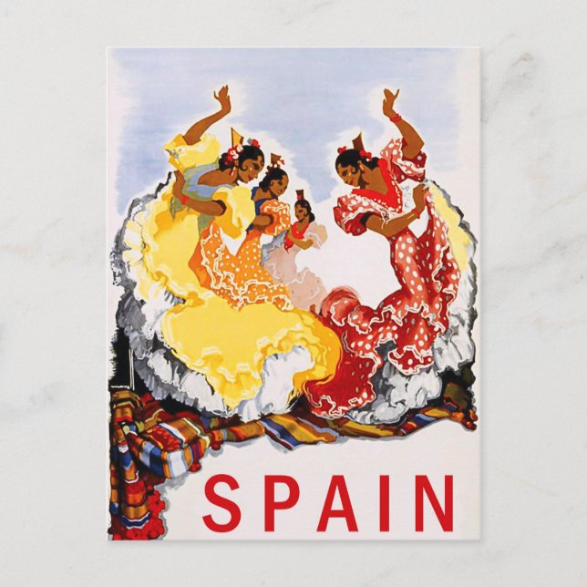 Spain, traditional dance, woman, vintage travel postcard (Front)