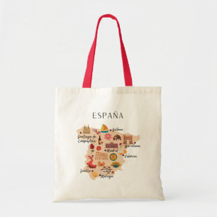 Spain travel map (One-sided print) Tote Bag