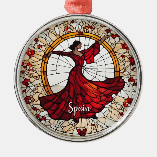 Spain Vacation Souvenir  Metal Tree Decoration (Front)