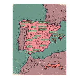 Spain Vintage old map Photo Print