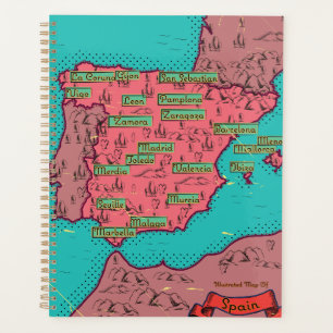 Spain Vintage old map Planner