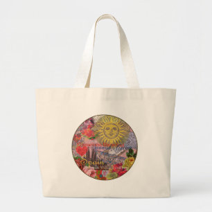 Spain Vintage Trendy Spanish Travel Collage Large Tote Bag