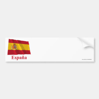 Spain Waving Flag with Name in Spanish Bumper Sticker