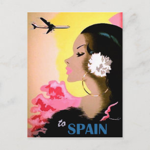 Spain, woman in traditional dance costume, vintage postcard