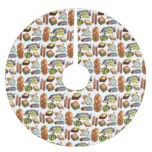 Spanakopita Moussaka Baklava Greek Food Print Brushed Polyester Tree Skirt