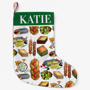 Spanakopita Moussaka Baklava Greek Food Print Small Christmas Stocking