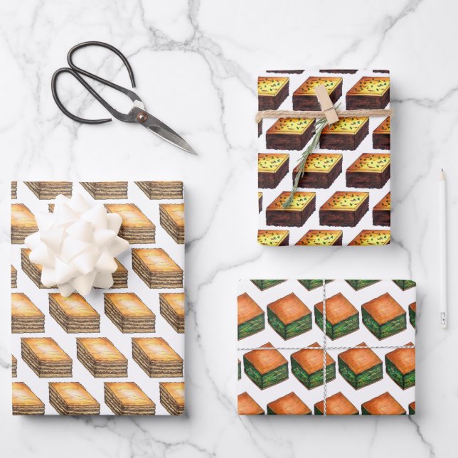 Spanakopita Moussaka Baklava Greek Food Prints Wrapping Paper Sheet (Front)