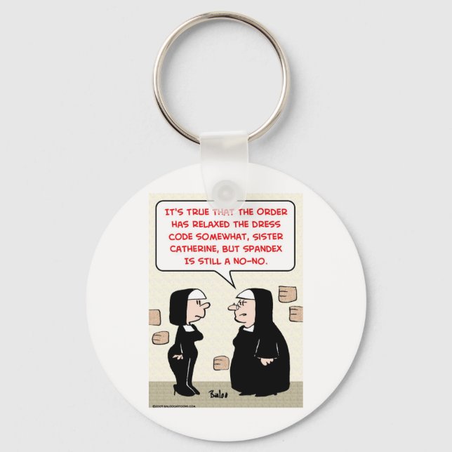 spandex nuns no-no dress code key ring (Front)