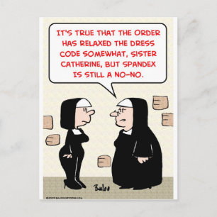 spandex nuns no-no dress code postcard