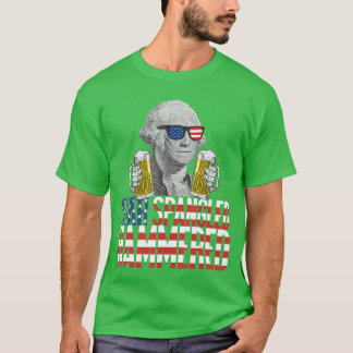 Spangled Hammered George Washington Beer Lover T-Shirt