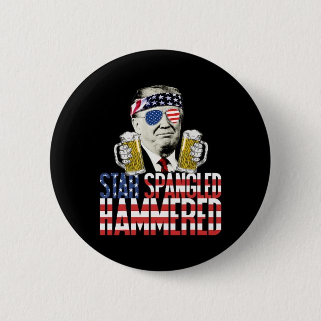 Spangled Hammered President Donald Trump Beer Love 6 Cm Round Badge (Front)
