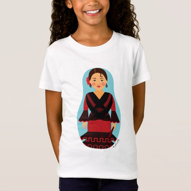 Spaniard Red Dress Matryoshka Girls' T-Shirt (Front)