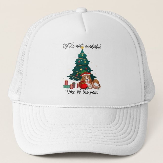 spaniel dog it's the most wonderful time trucker hat (Front)