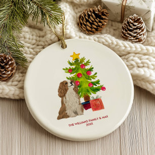 Spaniel Dog Personalised Christmas Ceramic Tree Decoration