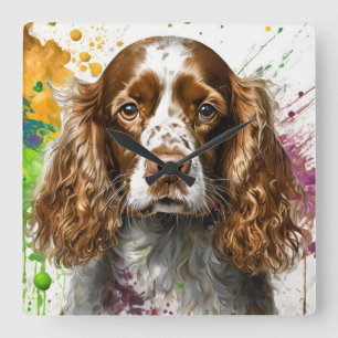 Spaniel Dog Square Wall Clock
