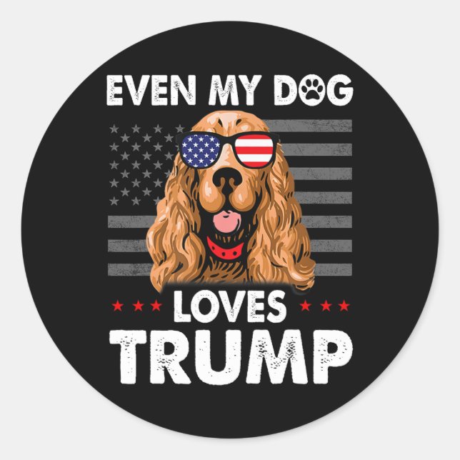 Spaniel Even My Dog Loves Trump Funny  Classic Round Sticker (Front)
