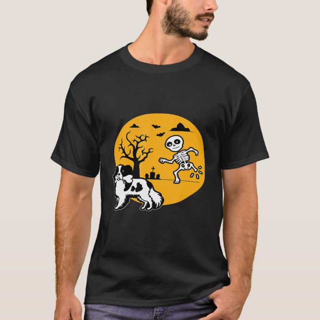 Spaniel Halloween Costume Funny Skeleton Bone For  T-Shirt (Front)