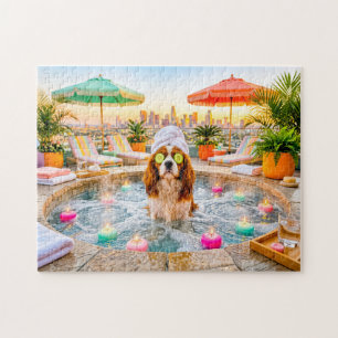 Spaniel in wellness pool jigsaw puzzle