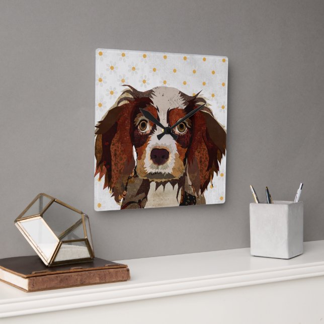 SPANIEL SQUARE WALL CLOCK (Office)