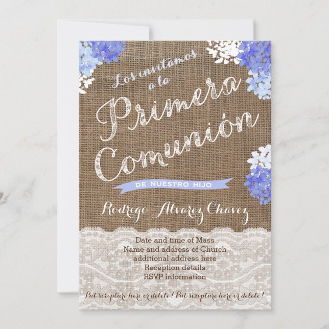 Spanish 1st Communion Cards for Boy, 1era Comunión (Front)